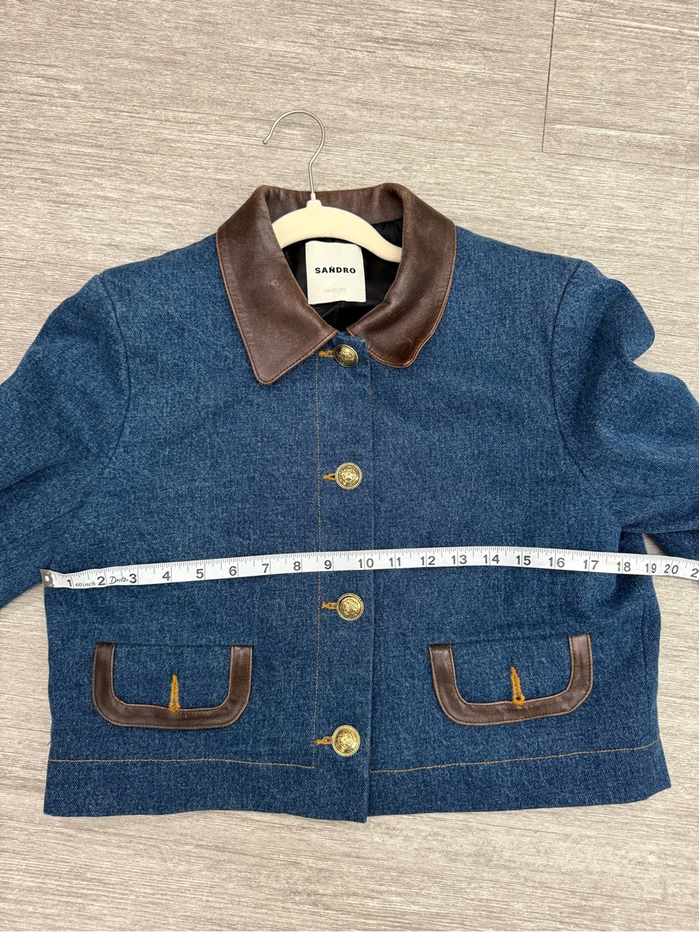 Sandro Paris Denim Cropped Jacket French Girl Preppy Chic Vintage Inspired - Picture 6 of 10
